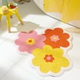 thumbnail image 3 of TOWN & COUNTRY PLAY Blossom Retro Daisy Flower Shaped Bath Mat, Absorbent Tufted Floor Mat, Non-Slip Backing, Machine Washable, Pink/Orange/Yellow, 31.5"x31.5", 3 of 10
