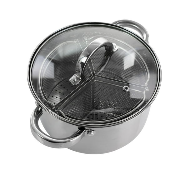 Oster Sangerfield 5 Piece 4 Quart Stainless Steel Dutch Oven with Lid and 3-Section Dividers
