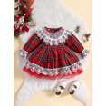 thumbnail image 3 of Christmas Dress Toddler Kid Girl Lace Trim Plaid Tulle Party Dress 6M 12M 18M 24M 3Y 4Y 5Y Little Girl Ruched Long Sleeve Princess Xmas Dress, 3 of 10