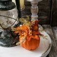 thumbnail image 6 of Vrorvz Halloween Decorations Indoor Pumpkin Ornament with Chrysanthemum Style Flowers for Autumn Themed Mantel or Table Decor Lifelike and Long Lasting Festival Decor 5.9x3.9in Orange, 6 of 7
