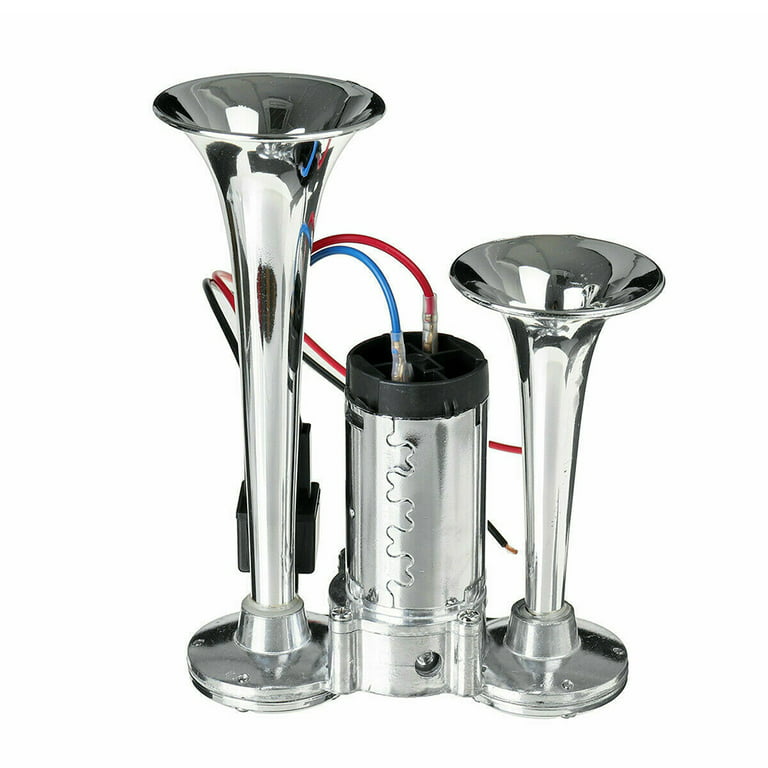 12V 150dB Car Air Horn Kit, Super Loud Twin Tone Chrome Plated Zinc Dual  Trumpet Air Horn with Compressor for Any 12V Vehicles C - AliExpress