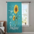 thumbnail image 3 of Teal Sunshine Sunflower Semi Sheer Curtains Drapes for Living Room,Bedroom,French Doors Window 54 Inches Long,Pastoral Bees Farmhouse Floral Rod Pocket Chiffon Curtain Drapery Voile Draperies Panel, 3 of 8