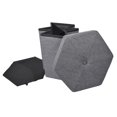 thumbnail image 2 of Pouf de Rangement Pliable en Hexagone - Lin Gris 15x15x15, 2 of 2