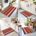 thumbnail image 4 of Entryway Rug 2'x3', Mexican Style Kitchen Runner Rugs Non-Slip Carpet Mats, Colorful Mexico Stripes Pink Red Bedside Rugs Runners Washable Floor Carpet for Bathroom Laundry Room, 4 of 8