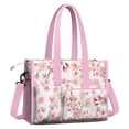thumbnail image 2 of Teacher Tote Bag,Pioneer Flower Floral Print Pattern Teacher Utility Tote Bag,Large Work Tote Bags for Women with Multiple Pockets,Top Zipper Closure,13.8x10.6x6.7 Inch, 2 of 5
