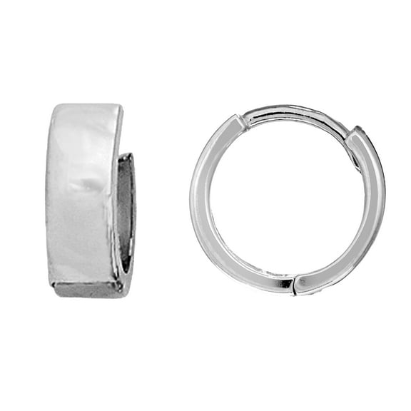 Ritastephens Sterling Silver Shiny Huggie Hoop Earrings, 14.5 mm