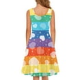 thumbnail image 3 of Renewold Valentine's Day Women Tank Dresses with Pockets Rainbow Stripes Hearts Beach Party Mini Sundress Size 2XL Summer Stretchy Tank Sundress with 2 Side Pockets, 3 of 6