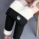 thumbnail image 1 of Leggings de lana de cordero gruesa para mujer, pantalones largos con estampado pequeño y forro polar añadido, pantalones de poliéster para mujer, 1 of 9