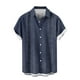thumbnail image 5 of Blusa y camisa de manga corta con cuello vuelto Camisa casual para hombre Camisa de bolos vintage de manga corta Camisas de verano de playa cubana Camisa con botones Blusa para hombre Poliéster, 5 of 6