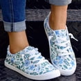 thumbnail image 3 of EKVAHL Floral Canvas Sneakers for Women, Low Top Lace Up Breathable Non Slip Fashion Slip Ons, Vacation Outdoor Daily Stylish Sneakers Blue, 3 of 5