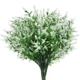 thumbnail image 1 of Nvzi 8 manojos de flores artificiales para exteriores, plantas artificiales de lavanda anti-UV, arbustos de plástico, decoración colgante para interiores y exteriores, 7 puntas (blanco), 1 of 5