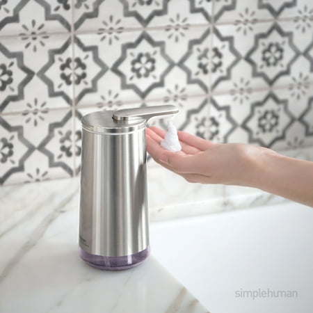 simplehuman - 10 oz. Touch-Free Foam Sensor Pump Dispenser with Refillable Cartridge - Brushed Stainless Steel