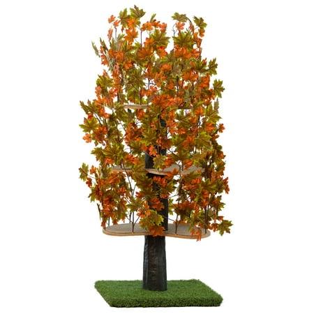 UPC: 0854878008091 | On2Pets Cat Tree with Leaves Cat House & Cat Activity Tree Multi-Level Cat Condo for Indoor Cats Square Base