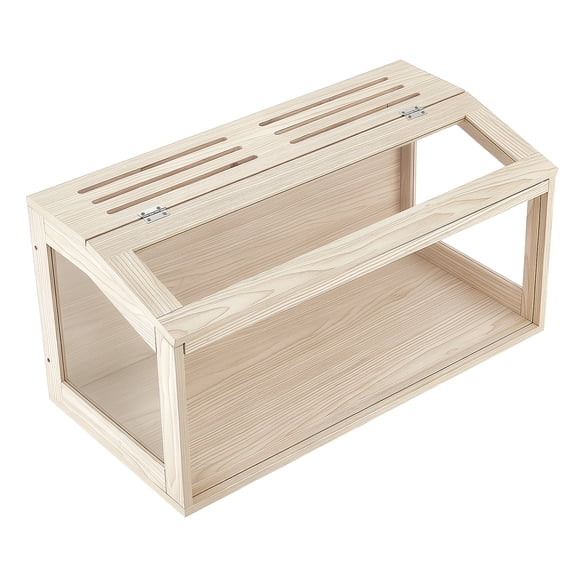 KFFKFF Wooden Hamster Cage 31.9"x16.1"x16.1" with 270° Clear Viewing, Durable Acrylic Small Animal Habitat with Openable Top, Spacious Enclosure for Hamsters, Guinea Pigs, and Gerbils