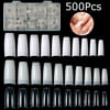 500 PCS Natural French Acrylic Nail Tips, French Style False Nail,Artificial Fake Nail(White)