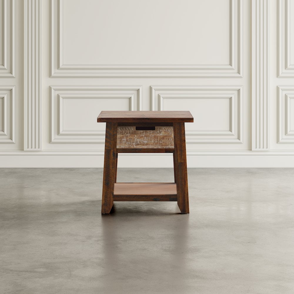 Jofran Painted Canyon Rustic Solid Acacia  End Table