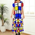 thumbnail image 3 of Robe Géométrique Vintage Style Mondrian Robe Maxi Élégante Manches Courtes Mode de Rue Boho Plage Longues Robes Vêtements Oversize, 3 of 5
