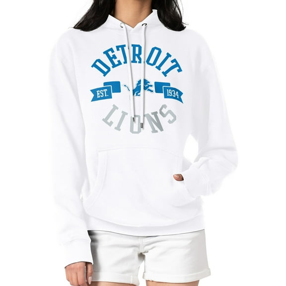 Women's G-III 4Her by Carl Banks White Detroit Lions City Graphic Team Fleece Pullover Hoodie