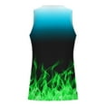 thumbnail image 4 of Penkiiy Mens 3D Flame Tank Top Novelty Graphic Breathable Sleeveless Flame Print Beach Shirt 2XL Green, 4 of 4