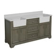 thumbnail image 2 of Zelda 72" Double Farmhouse Bathroom Vanity with Weathered Gray Cabinet and Quartz Top, 2 of 7