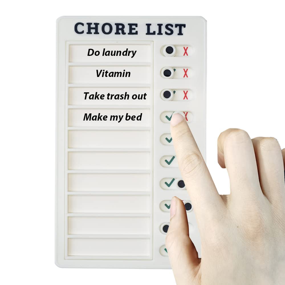 Chore List Checklist Board With Marker and adhesive-pad DIY Chore List Cleaning Schedule Memo Plastic Board Checklist For Kids For Adults 