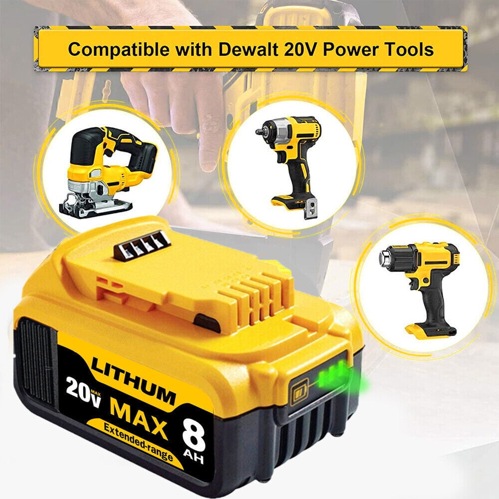 2Pack DCB200 8.0Ah Battery Replacement for 20V Compatible with DEewalt Cordless Power Tools DCB200 DCB201 DCB203 DCB206 DCB207 Battery