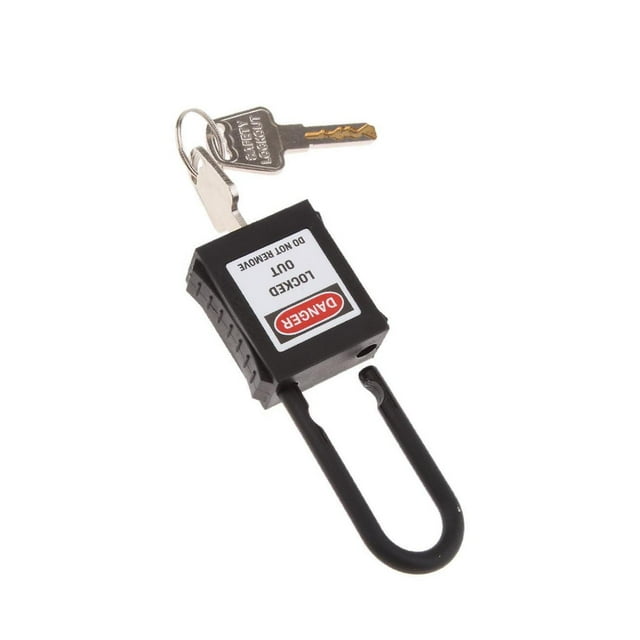 Thinsony 38 mm PVC Curved Safety Lockout Padlock Strong and Resilient Black 90x40x19 mm 1Set