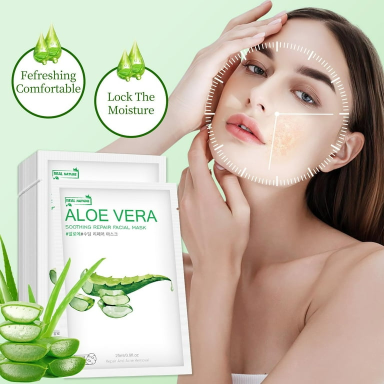 Mooyam 10 Pack Aloe Vera Face Mask,Hydrating Face Masks Skincare For Dry,  Oily,Sensitive Skin, Aloe Facial Skincare Sheet For Moisturizing, Soothing,  Sun Care,Acne, Facial Masks for Women Skin Care - Walmart.com
