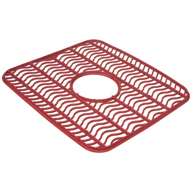 Antimicrobial Sink Protector Mat, Red Waves, Small