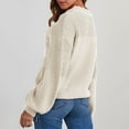 thumbnail image 3 of NAMTYQX Cute Sweaters for Women Solid Color Warm Pullover Sweaters for Women Crew Neck Casual Long-Sleeved Loose Fitting White Size 2XL, 3 of 5