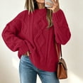 thumbnail image 2 of Njagoc3 Oversized Sweaters for Women Crewneck Cable Knit Drop Shoulder Jumper Soft Warm Long Sleeve Loose Fit Casual Fall Top, 2 of 6