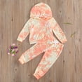 thumbnail image 2 of Bagilaanoe Toddler Baby Girl Long Pants Set Tie Dye Print Long Sleeve Hoodies Pullover Tops + Sweatpants 12M 18M 24M 3T 4T 5T 6T Kids Casual Sweatsuits, 2 of 8