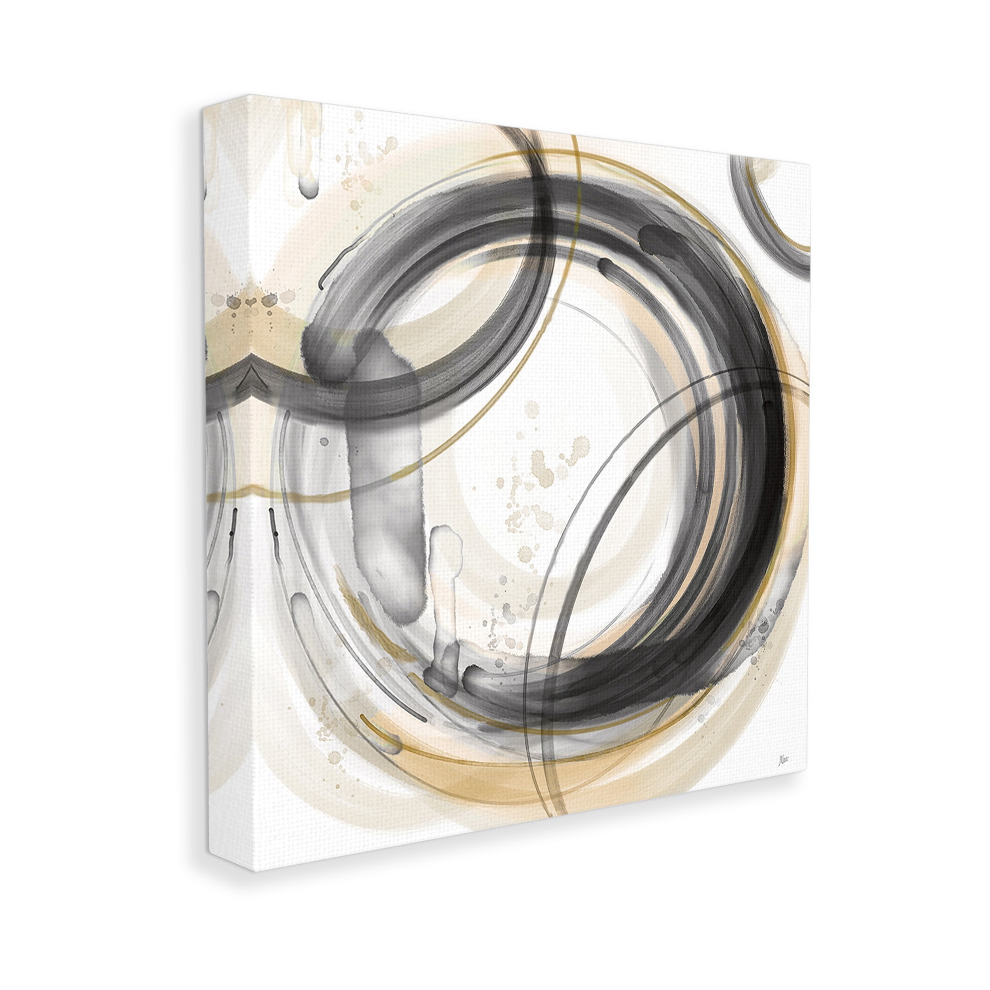 Stupell Industries Neutral Concentric Circles Abstract Painting Gallery Wrapped Canvas Art Print Wall Art, 36 x 36