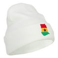 thumbnail image 4 of Ghana Flag Map Embroidered Long Beanie - White OSFM, 4 of 5