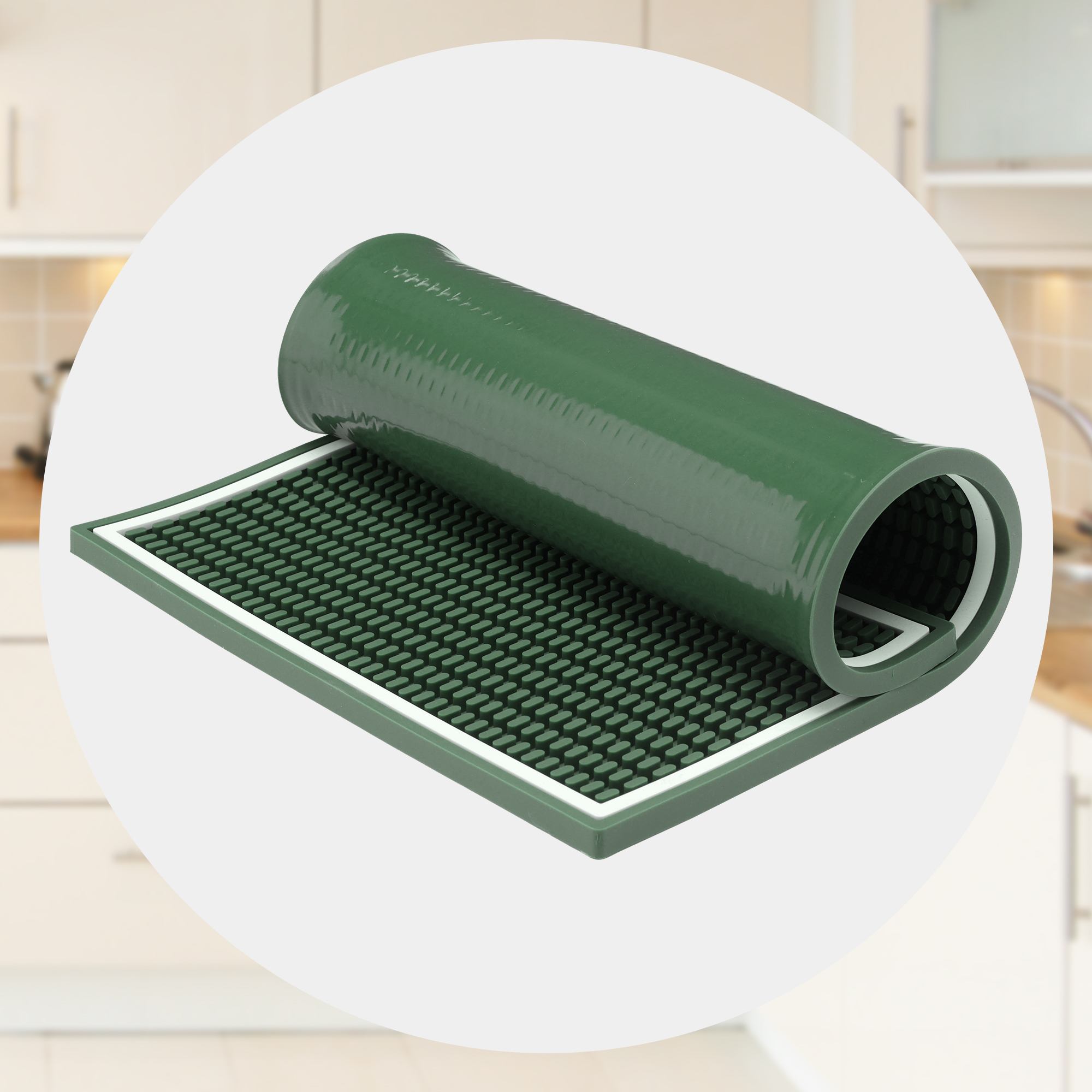 Unique Bargains Waterproof Dish Drying Mat with Concave Design Green 17.7*11.8*0.4 inch