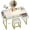 Gold, variant on Lufeiya White Makeup Vanity Desk with Mirror and Lights, 40 inch Make Up Vanity Desks with Fabric Drawers & Charging Station, Dressing Table and Chair Set for Bedroom Girls, White Gold