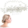 thumbnail image 1 of Peigne Pince à Cheveux de Mariée Floral en Perles Cristal Accessoires pour Cheveux de Mariée, 1 of 5
