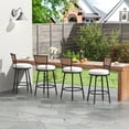thumbnail image 1 of 4-Piece Swivel Metal Outdoor Bar Stool Set with Rattan Backrest and Beige Cushions, 1 of 9