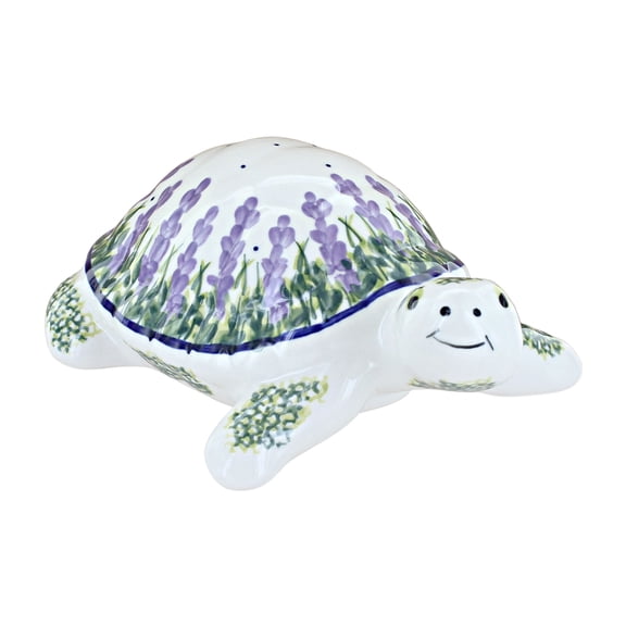 Blue Rose Polish Pottery Lavender Fields Turtle Figurine