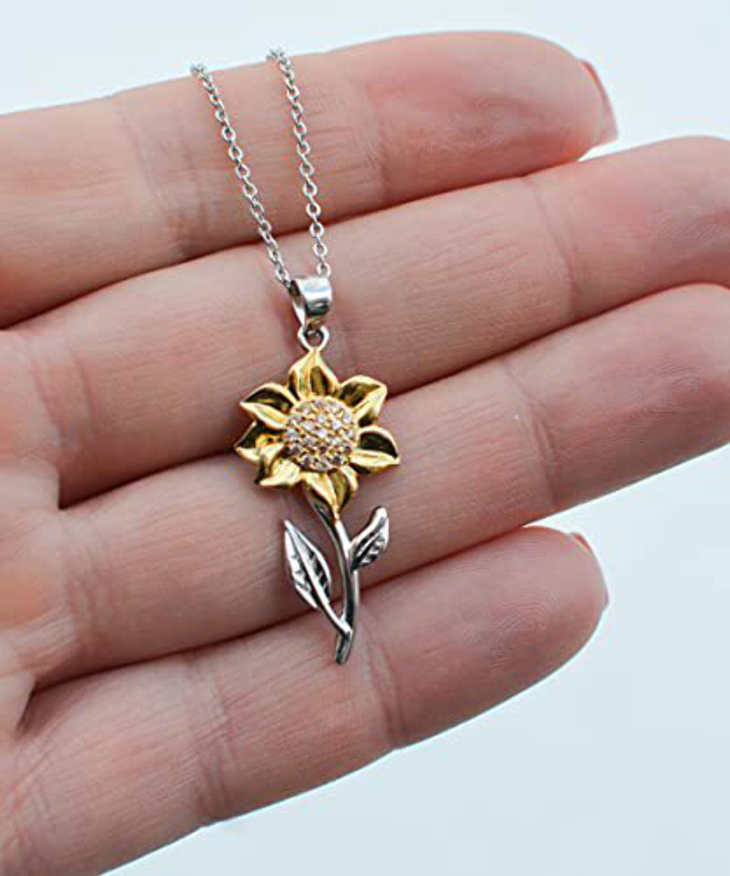 amangny Love Wife Gifts, My Wife is The Rock That Holds Our Family Together, Special Birthday Sunflower Pendant Necklace from Wife, Presents, Gift Giving, Christmas, Stocking Stuffers, Secret