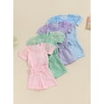 thumbnail image 4 of Aojekbee Little Girl Ribbed Set, Daisy Embroidery Patchwork Mesh Short Sleeve Tops Bow Shorts Toddler Summer Outfits, 4 of 10
