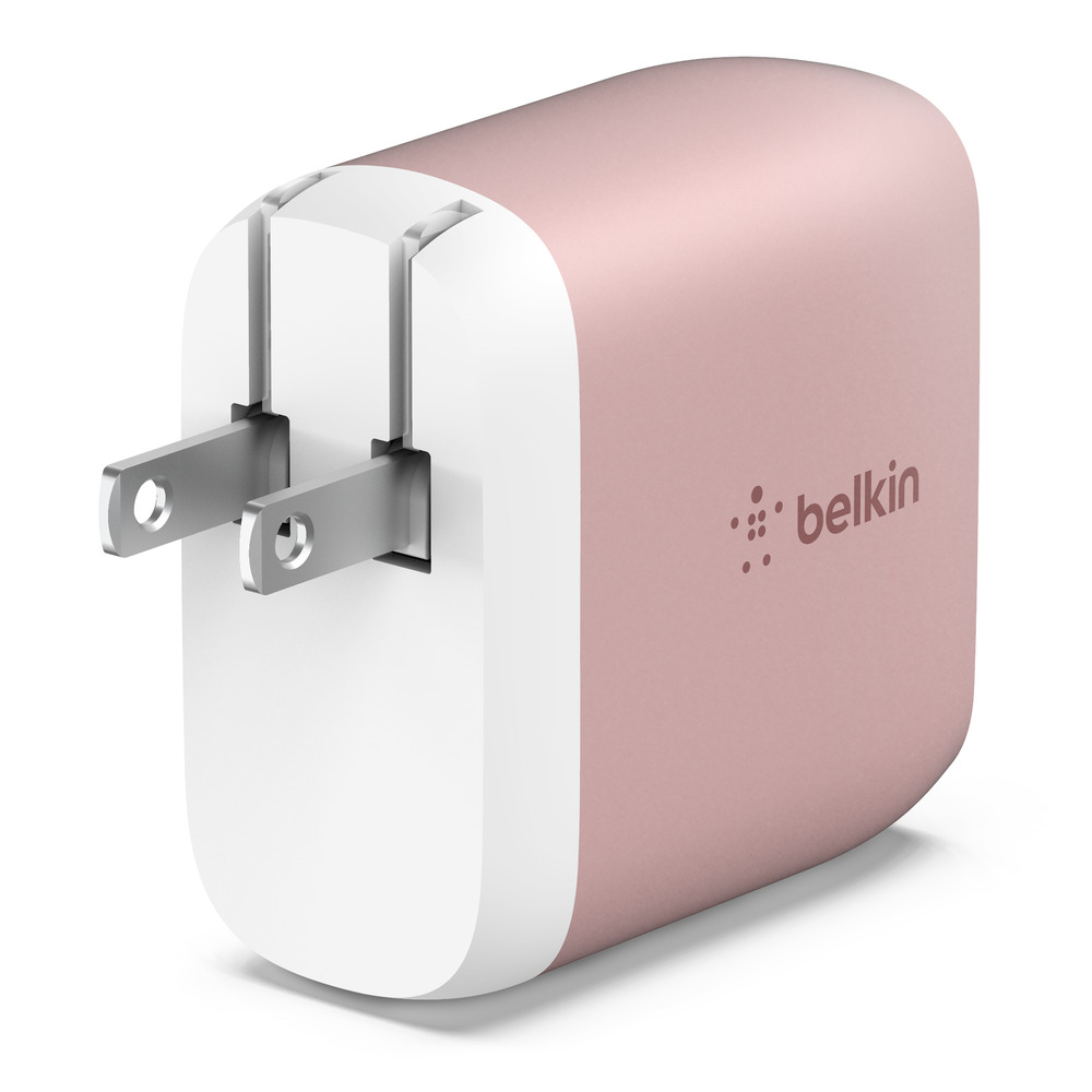Belkin 24W Dual Port USB Wall Charger - Braided Lightning Cable Included - iPhone Charger Fast Charging - USB Charger Block for Power Bank, iPhone 15, 14, 13, 12, and11, Samsung & more, Rose Gold - image 3 of 6