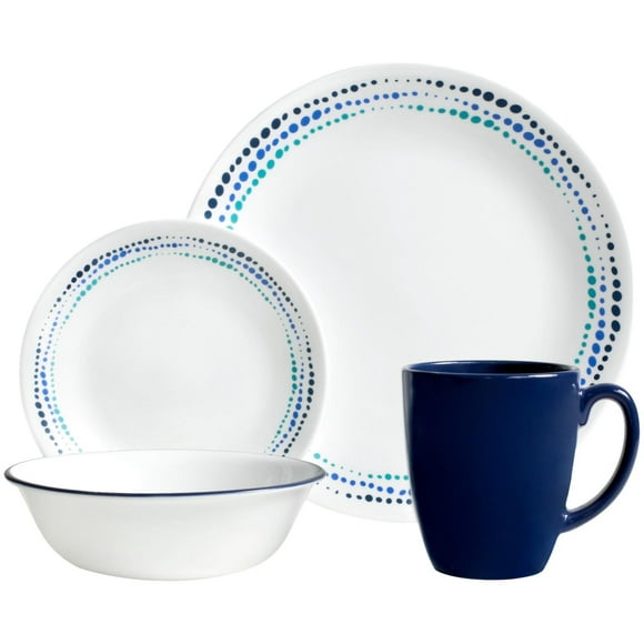 Corelle Livingware 16-Piece Dinnerware Set Ocean Blues Service for 4