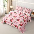 thumbnail image 3 of Erosebridal Fruit Strawberry Quilt King, Girls Bowknot Bow King Coverlet Set, 3 Pieces 1 Quilt and 2 Pillowcases, 3 of 7