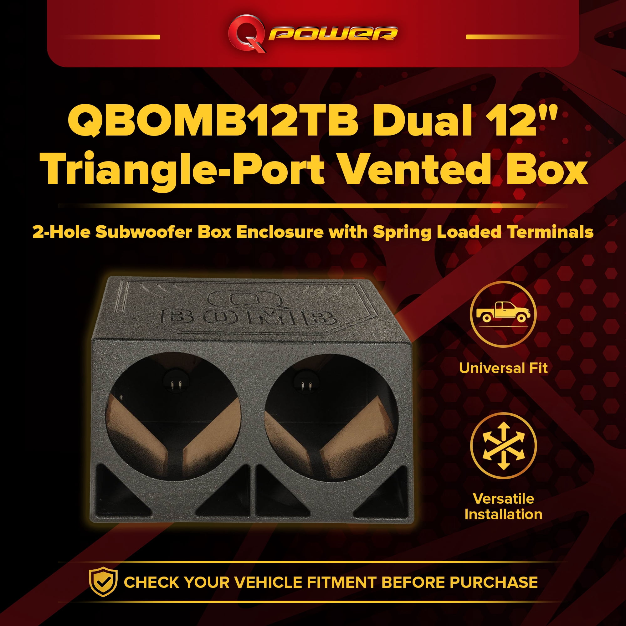 QPower Car Audio Subwoofer, Dual 12