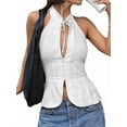 thumbnail image 1 of Hauts d'Été pour Femmes Sans Manches à Découpe Nœud Dos Nu Blouse de Sortie Blanche P, 1 of 9