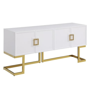 Best Master Furniture Timotheos 64" White Lacquered Wood Sideboard with Gold Accents