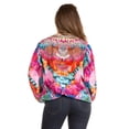 thumbnail image 2 of Sakkas Sante Women's Boho Loose V neck Long Sleeve Elastic Tunic Top Blouse Floral - 584-Pink - S/M, 2 of 5