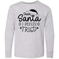 thumbnail image 3 of Inktastic Christmas, Dear Santa I Really Tried, Santa Hat, Typography Long Sleeve Youth T-Shirt, 3 of 5