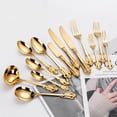 thumbnail image 2 of Juego de cubiertos dorados de lujo, vajilla de acero inoxidable occidental Vintage, utensilios de cocina, juego de cena, cuchillo plateado, tenedor, cuchara, 1 piezas Fivean unisex, 2 of 2